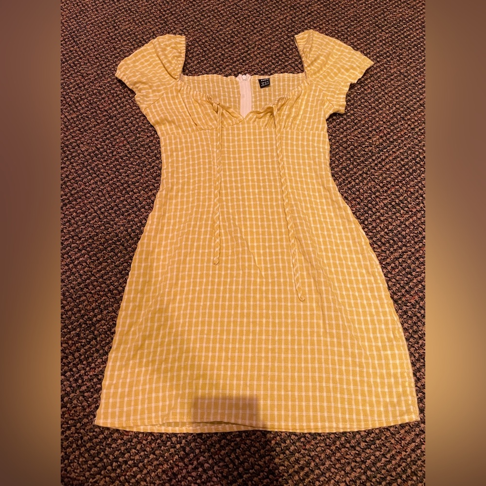 White & yellow plaid dress